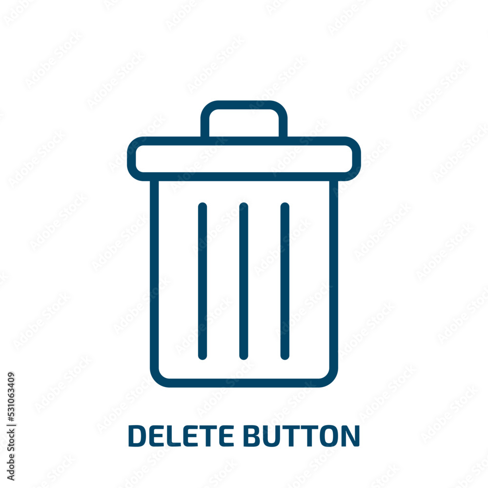 delete button icon from user interface collection. Thin linear delete button, delete, button outline icon isolated on white background. Line vector delete button sign, symbol for web and mobile delete button icon from user interface collection. Thin linear delete button, delete, button outline icon isolated on white background. Line vector delete button sign, symbol for web and mobile