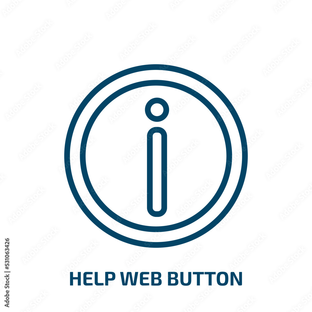 help web button icon from user interface collection. Thin linear help web button, button, help outline icon isolated on white background. Line vector help web button sign, symbol for web and mobile help web button icon from user interface collection. Thin linear help web button, button, help outline icon isolated on white background. Line vector help web button sign, symbol for web and mobile