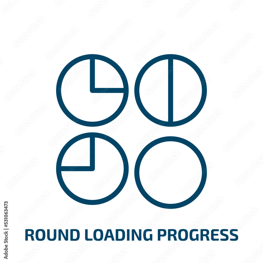 round loading progress icon from user interface collection. Thin linear round loading progress, bar, download outline icon isolated on white background. Line vector round loading progress sign, symbol round loading progress icon from user interface collection. Thin linear round loading progress, bar, download outline icon isolated on white background. Line vector round loading progress sign, symbol