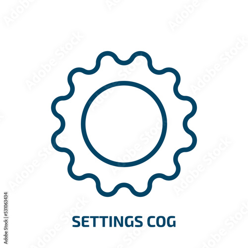 settings cog icon from user interface collection. Thin linear settings cog, gear, cog outline icon isolated on white background. Line vector settings cog sign, symbol for web and mobile