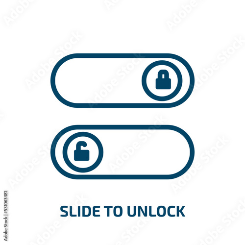 slide to unlock icon from user interface collection. Thin linear slide to unlock, slider, screen outline icon isolated on white background. Line vector slide to unlock sign, symbol for web and mobile
