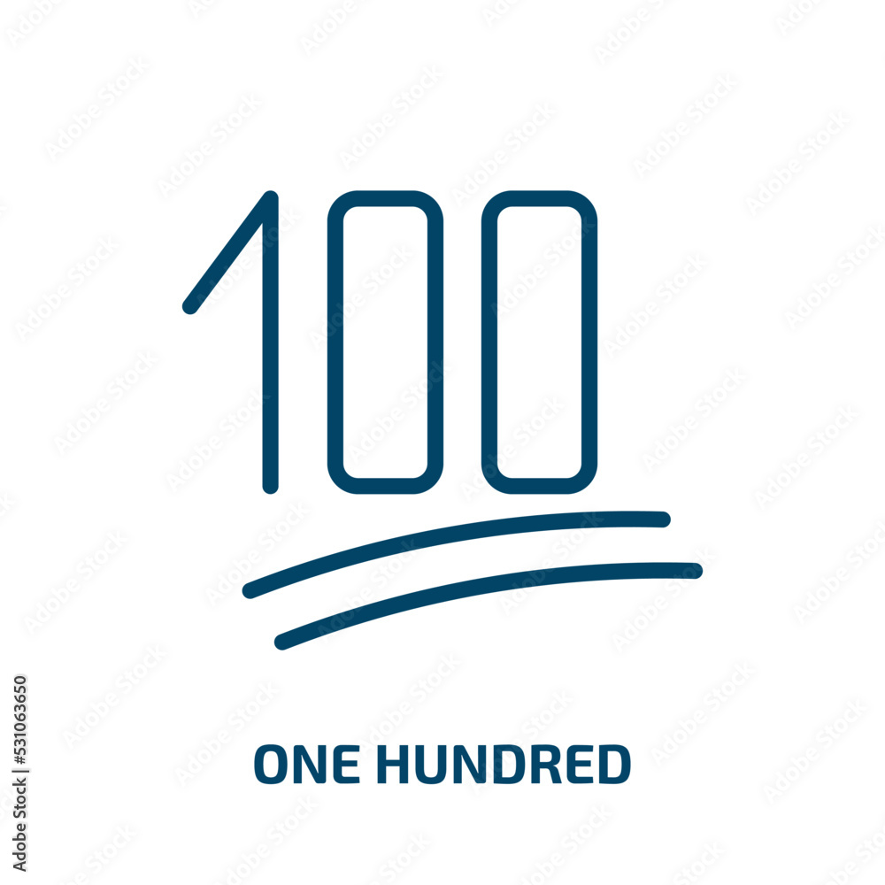 one hundred icon from user interface collection. Thin linear one hundred, number, hundred outline icon isolated on white background. Line vector one hundred sign, symbol for web and mobile one hundred icon from user interface collection. Thin linear one hundred, number, hundred outline icon isolated on white background. Line vector one hundred sign, symbol for web and mobile