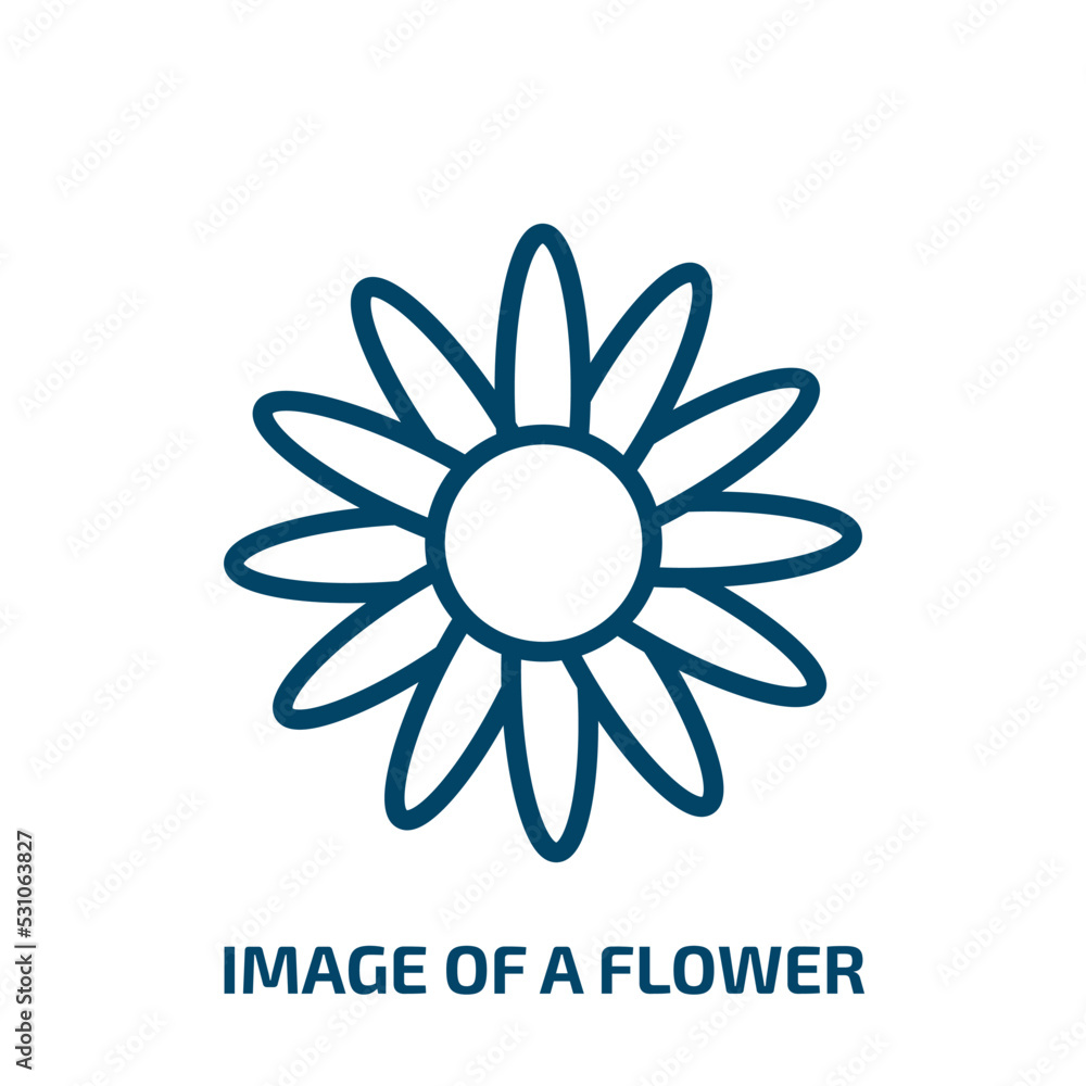 image of a flower icon from user interface collection. Thin linear image of a flower, spring, floral outline icon isolated on white background. Line vector image of a flower sign, symbol for web and