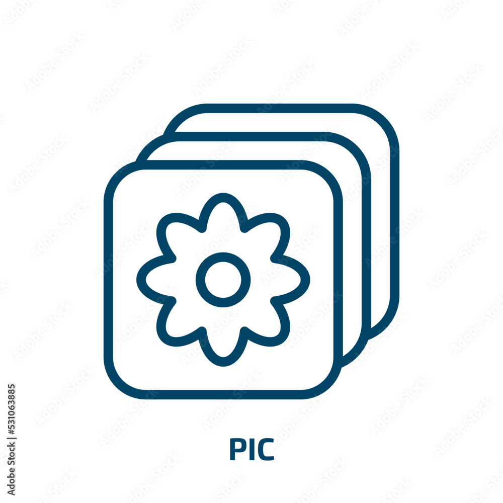 pic icon from user interface collection. Thin linear pic, image, picture outline icon isolated on white background. Line vector pic sign, symbol for web and mobile pic icon from user interface collection. Thin linear pic, image, picture outline icon isolated on white background. Line vector pic sign, symbol for web and mobile