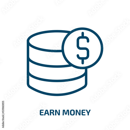 earn money icon from user interface collection. Thin linear earn money, financial, banking outline icon isolated on white background. Line vector earn money sign, symbol for web and mobile