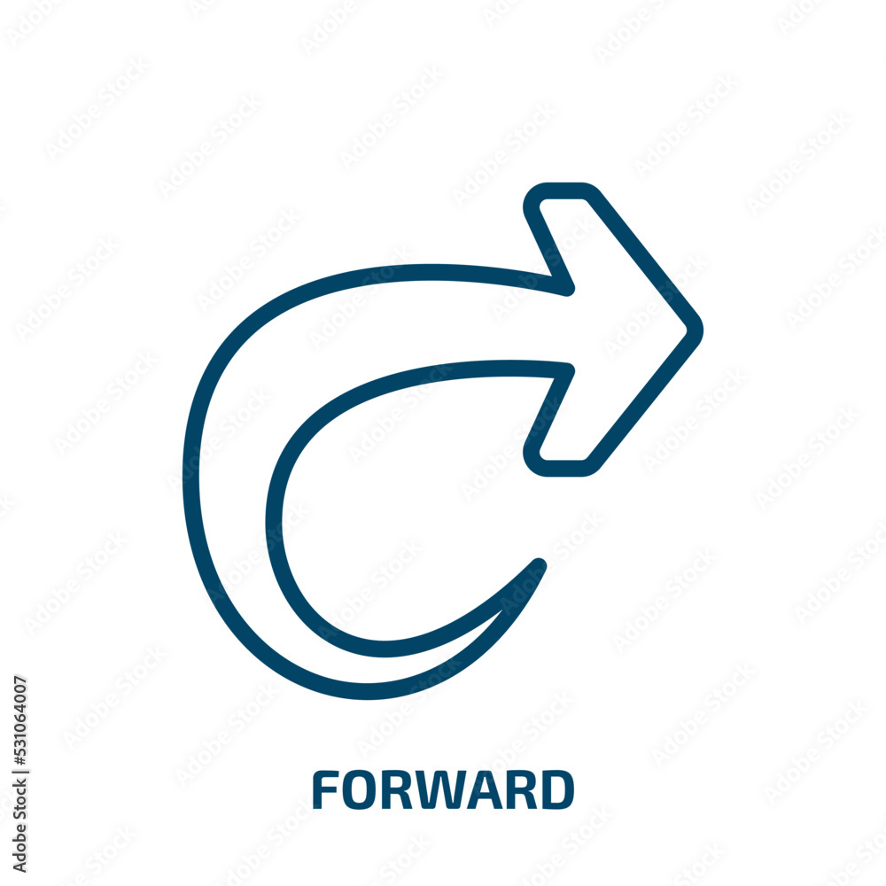 forward icon from user interface collection. Thin linear forward, arrow, collection outline icon isolated on white background. Line vector forward sign, symbol for web and mobile forward icon from user interface collection. Thin linear forward, arrow, collection outline icon isolated on white background. Line vector forward sign, symbol for web and mobile