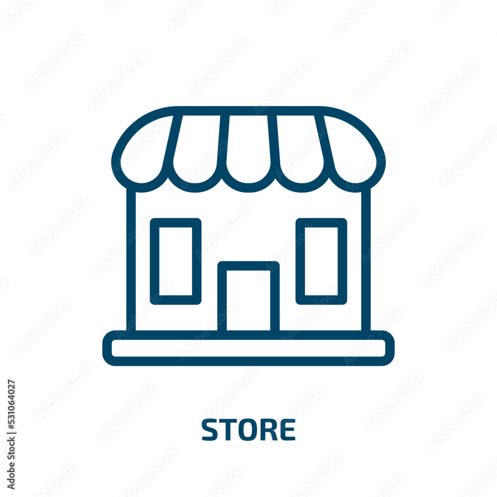 store icon from user interface collection. Thin linear store, business, shop outline icon isolated on white background. Line vector store sign, symbol for web and mobile store icon from user interface collection. Thin linear store, business, shop outline icon isolated on white background. Line vector store sign, symbol for web and mobile