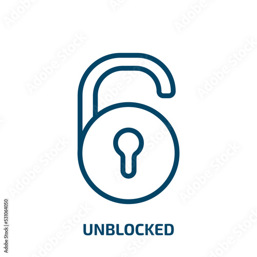 unblocked icon from user interface collection. Thin linear unblocked, security, access outline icon isolated on white background. Line vector unblocked sign, symbol for web and mobile