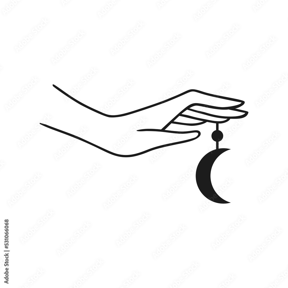 Fototapeta premium Magic Moon astrology. Boho vector illustration.