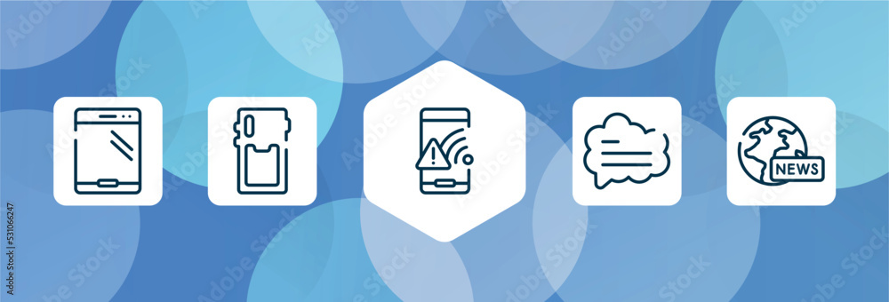 journalist outline icon set isolated on blue abstract background. thin ...
