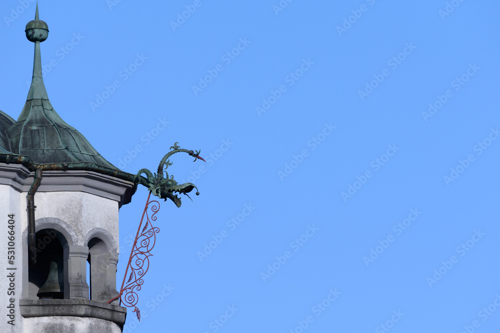 Medieval gargoyle in the shape of a dragon's head, europe, isolated Medieval gargoyle in the shape of a dragon's head, europe, isolated