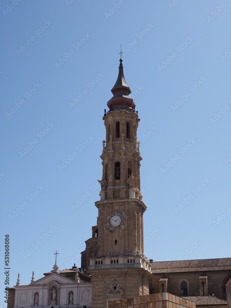 View to cathedral of Savior in Saragossa city in Spain - vertical