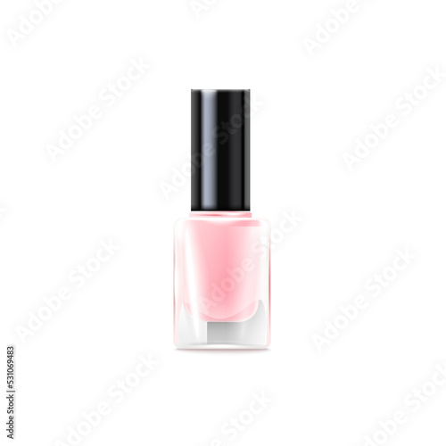 Vector isolated 3d realistic illustration of a glass bottle of pink nail polish.