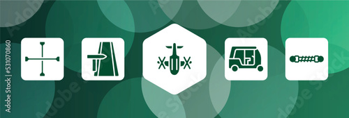 car repair filled icon set isolated on abstract background. glyph icons such as cross wrench, road trip, army helicopter bottom view, tuc tuc, damper vector. can be used for web and mobile.