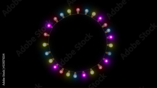 Wallpaper Mural 4K Beautiful christmas lights flashing christmas string lights, wire frame colorful light bulbs, change light show, new year lights, dark background. Holiday, Party, event and celebrations, Invitation Torontodigital.ca