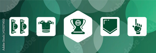 hockey filled icon set isolated on abstract background. glyph icons such as elbow pads, t-shirts, champ, home plate, foam hand vector. can be used for web and mobile.