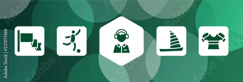 hockey filled icon set isolated on abstract background. glyph icons such as red flag, soccer game, sport commentor, catamaran, armour vector. can be used for web and mobile.