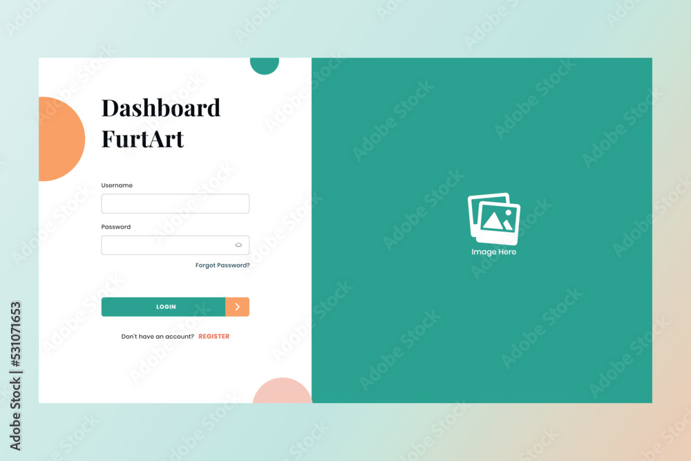 Dashboard login furniture ui design template vector. Admin panel custom