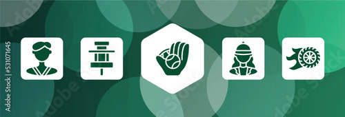 racing filled icon set isolated on abstract background. glyph icons such as karateka, paddock, baseball ball, horsewoman, burnout vector. can be used for web and mobile.