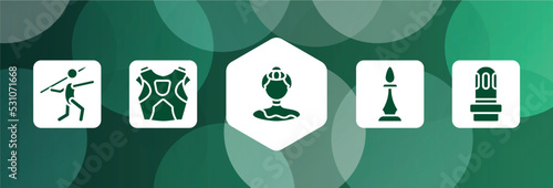 diving filled icon set isolated on abstract background. glyph icons such as javelin, protector, gymnast, chesspiece, led strobe vector. can be used for web and mobile.
