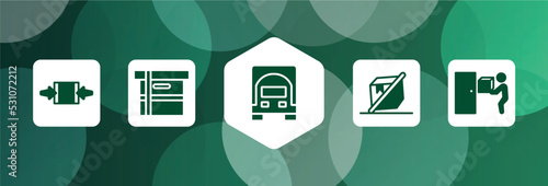 logistic filled icon set isolated on abstract background. glyph icons such as clamp as indicated, small cardboard box, frontal truck, do not tilt, doorstep vector. can be used for web and mobile.