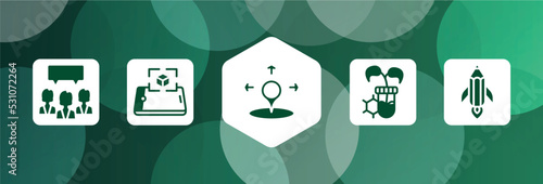 general filled icon set isolated on abstract background. glyph icons such as group opinion, ar presentation, coordinate, biotechnology, creative pencil rocket vector. can be used for web and mobile.