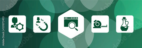 general filled icon set isolated on abstract background. glyph icons such as user behavior, user attraction, sem, tape measure, massage oil vector. can be used for web and mobile.