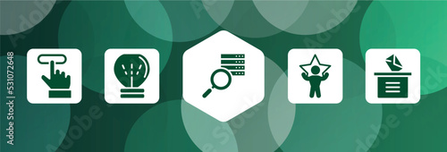 voting filled icon set isolated on abstract background. glyph icons such as subscription, lightbulb gross, data searching, superior, manual voting vector. can be used for web and mobile.