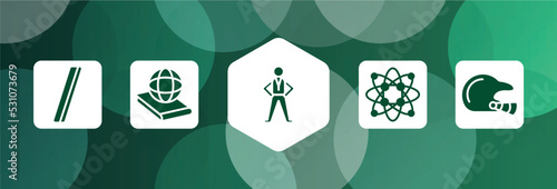 college filled icon set isolated on abstract background. glyph icons such as slash, politics, pe teacher, protons, baseball helmet vector. can be used for web and mobile.