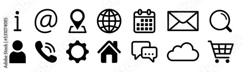 Website icon collection. Communication, contact and information icon collection. Flat web vector icons.