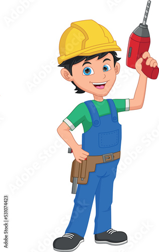 technician holding drilling machine