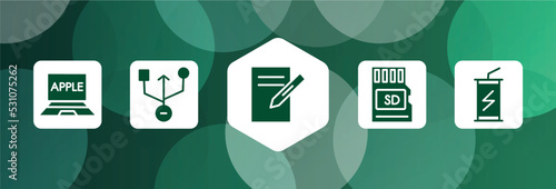 nerd filled icon set isolated on abstract background. glyph icons such as laptop computer, universal serial usb connector, text editor, micro card, energy drink vector. can be used for web and