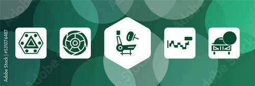 car parts filled icon set isolated on abstract background. glyph icons such as car hazard lights, car tyre, air bag, crankshaft, lock vector. can be used for web and mobile.