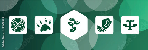 city park filled icon set isolated on abstract background. glyph icons such as forbidden, paw print, beans, mussel, picnic table vector. can be used for web and mobile.