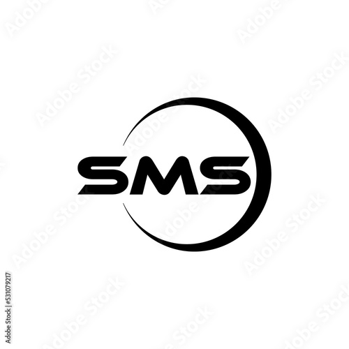 SMS letter logo design with white background in illustrator, cube logo, vector logo, modern alphabet font overlap style. calligraphy designs for logo, Poster, Invitation, etc.