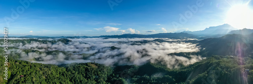 Aerial view of the Borneo rainforest.
