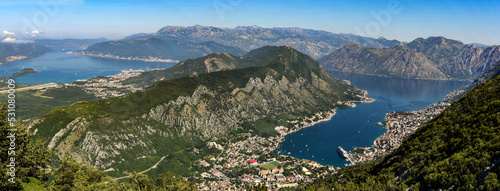 Boka Kotorska (Bay of Kotor), seen from top of Lovcen Mountain, Montenegro photo
