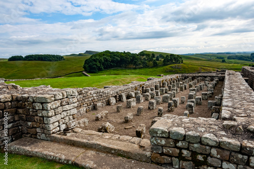 Housesteads Roman Fort, Vercovicium, AD 124, Granary showing provision for underfloor heating, Hadrians Wall, UNESCO World Heritage Site, Northumbria National Park, Northumberland, England photo
