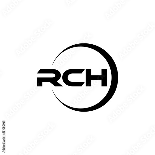 RCH letter logo design with white background in illustrator, cube logo, vector logo, modern alphabet font overlap style. calligraphy designs for logo, Poster, Invitation, etc. photo