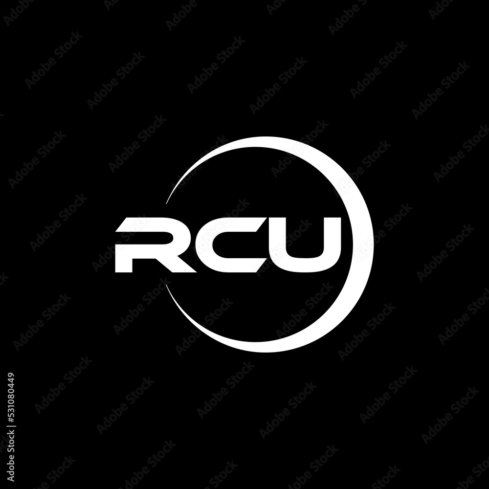 RCU letter logo design with black background in illustrator, cube logo, vector logo, modern alphabet font overlap style. calligraphy designs for logo, Poster, Invitation, etc. RCU letter logo design with black background in illustrator, cube logo, vector logo, modern alphabet font overlap style. calligraphy designs for logo, Poster, Invitation, etc.