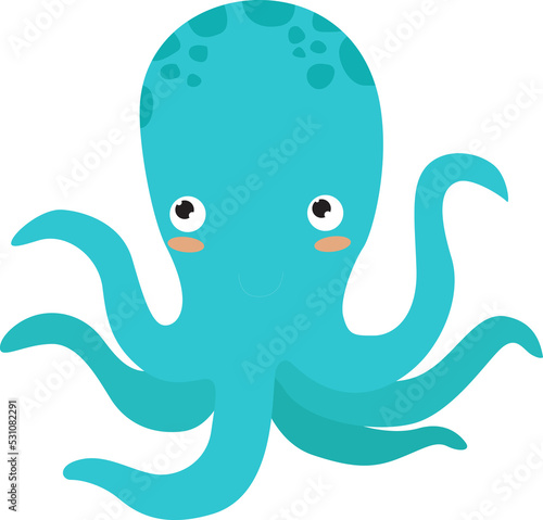 Funny cartoon octopus. Sea animal. Cartoon character.