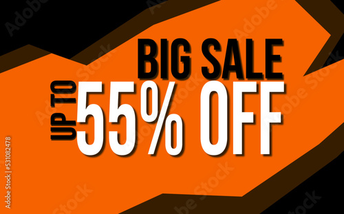 Banner Big Sale, up to 55% off. Business - Commercial - Outlet - Shop - Promo