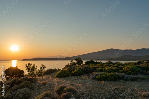 Beautiful sunset in Thassos, Greece photo