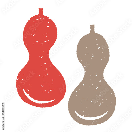 和風版画スタンプ風アイコン　ひょうたんセット　赤と金