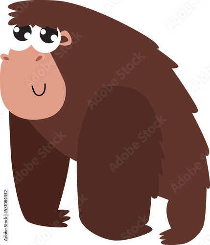 Cartoon gorilla. Big monkey. African animal. cartoon character