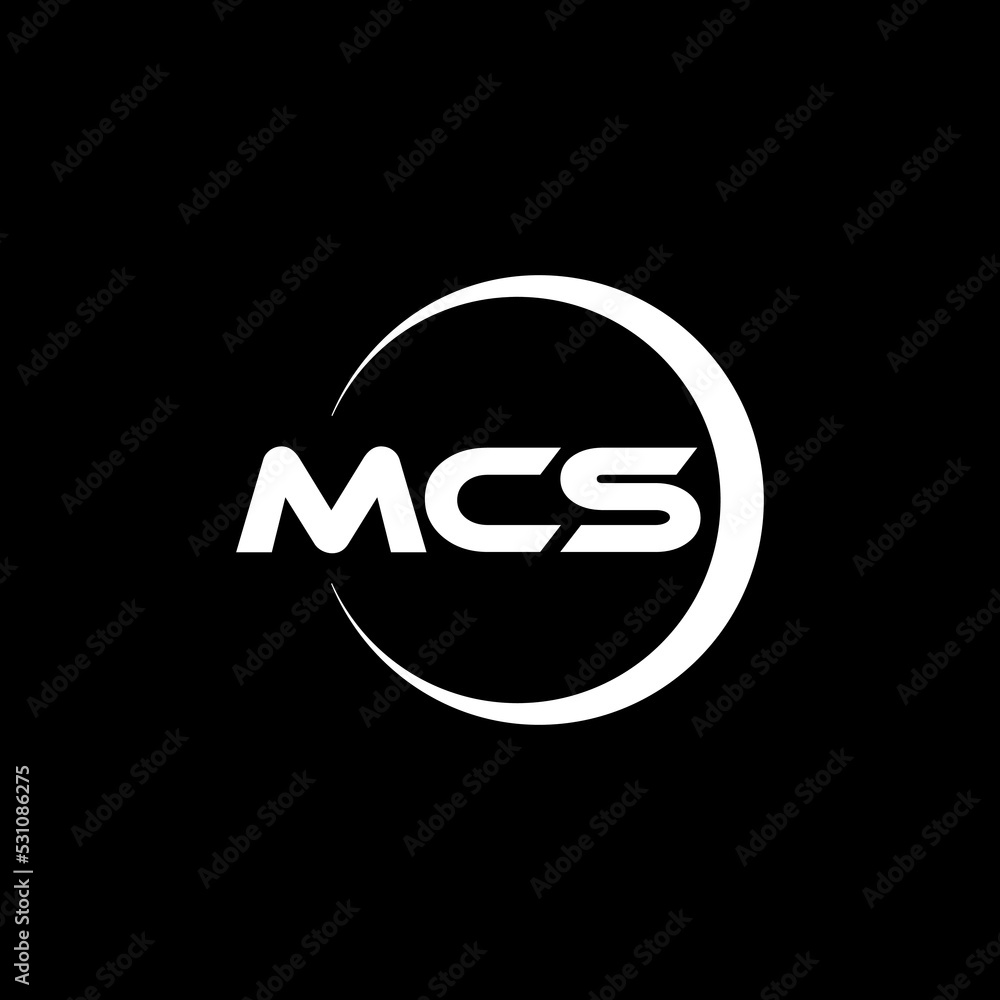 MCS letter logo design with black background in illustrator, cube logo ...