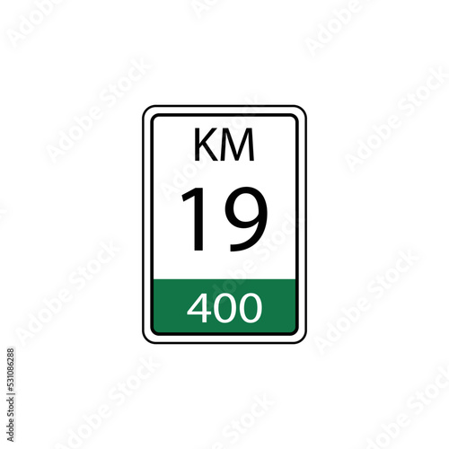 A vector in the form of a symbol or icon in the form of a kilometer traffic sign