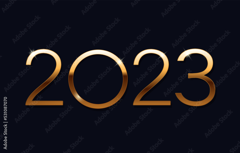 Happy new year 2023 background. Elements for design. Concept of a holiday card. Vector illustration with golden numbers. Happy new year 2023 background. Elements for design. Concept of a holiday card. Vector illustration with golden numbers.