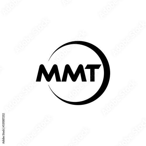 MMT letter logo design with white background in illustrator, cube logo, vector logo, modern alphabet font overlap style. calligraphy designs for logo, Poster, Invitation, etc. photo