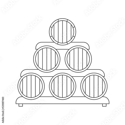 stack of wine or beer barrels, wine cellar- vector illustration